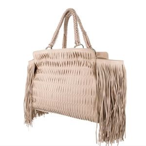 SALVATORE FERRAGAMO Leather Fringe Tote Bag
